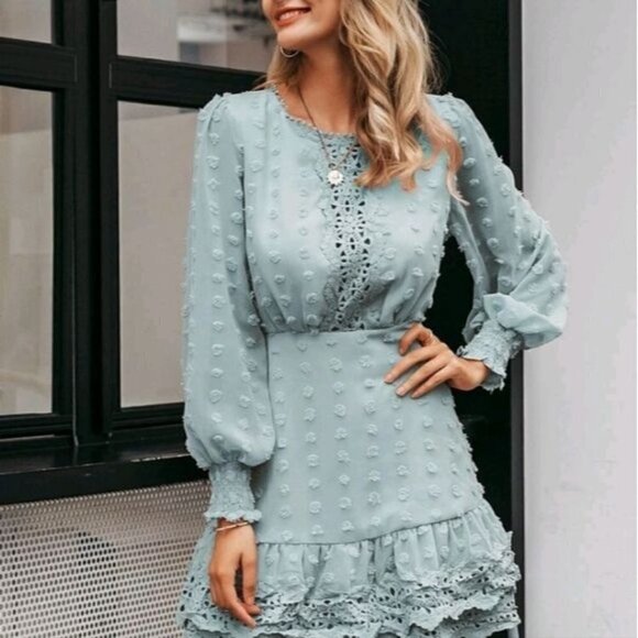 ROMANTIC BABY BLUE LACE SIMPLEE PREMIUM QUALITY BRANDED DRESS - Picture 10 of 15